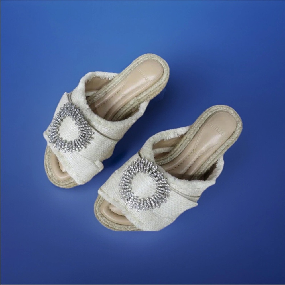 ALEXANDRE BIRMAN MADELINA CRYSTAL BROOCH SLIDE SANDAL 36.5